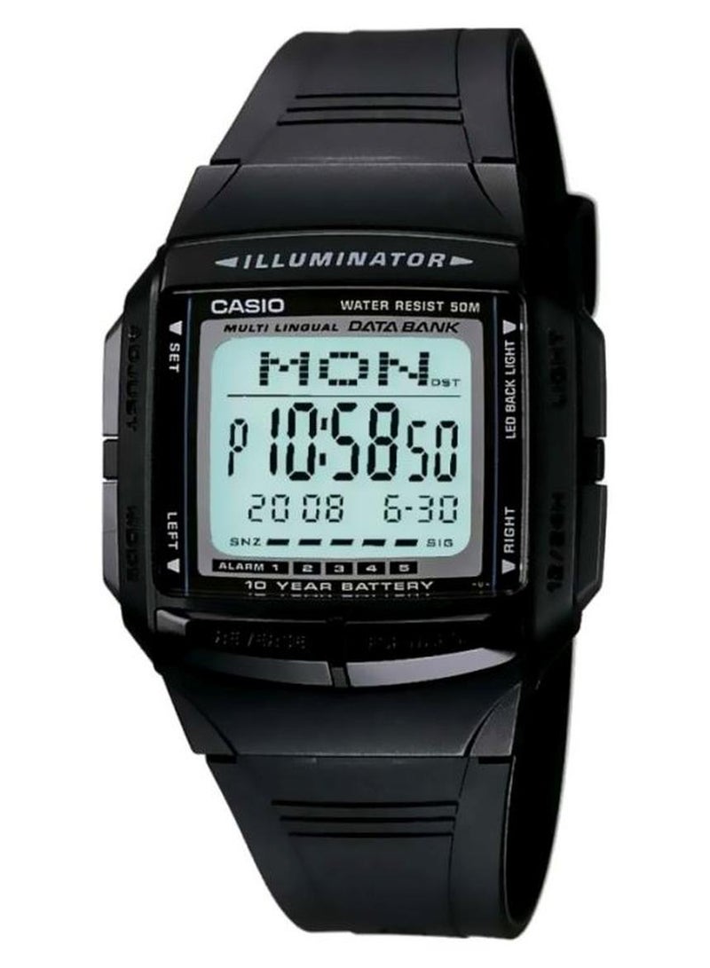 كاسيو ساعة يد رقمية بسوار من الراتنج من سلسلة فينتاج طراز DB-36-1AVDF - 43 مم - لون أسود للرجال - Image 1