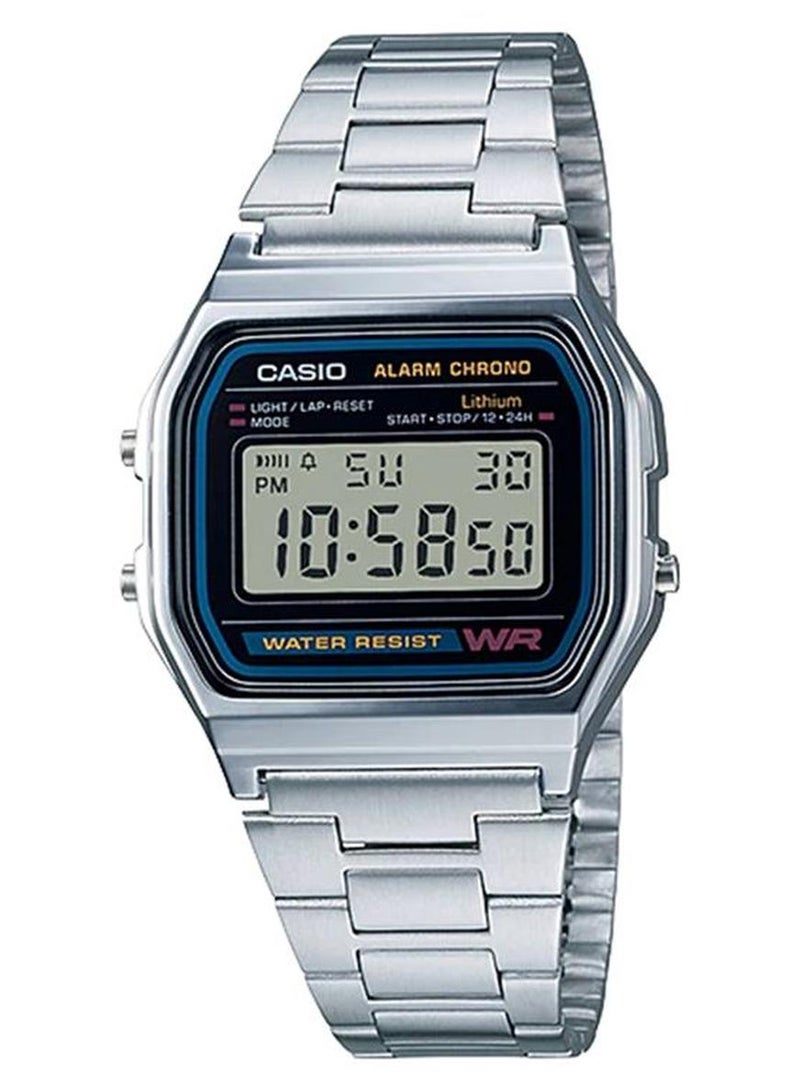 CASIO Men's Water Resistant Stainless Steel Digital Watch A158WA-1 - 33 mm - Silver - Image 1