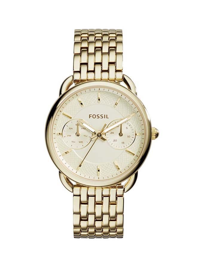 فوسيل ساعة يد كوارتز بعقارب وسوار من الستانلس ستيل طراز ES3714 - 35 مم - لون ذهبي للنساء - Image 1