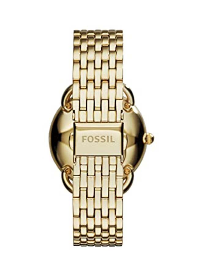 فوسيل ساعة يد كوارتز بعقارب وسوار من الستانلس ستيل طراز ES3714 - 35 مم - لون ذهبي للنساء - Image 2