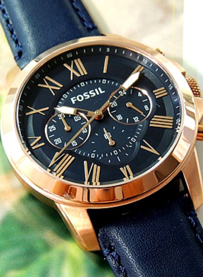 FOSSIL Men's Grant Water Resistant Chronograph Watch FS4835 - 44 mm - Blue - Image 4