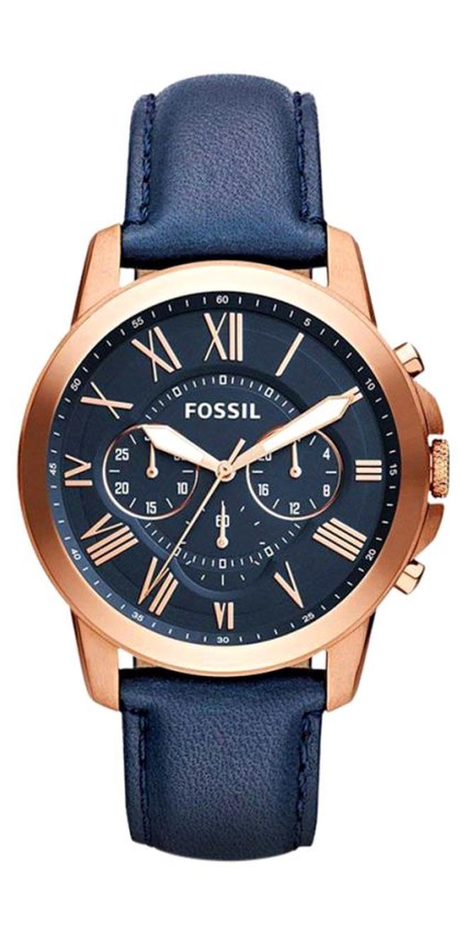 FOSSIL Men's Grant Water Resistant Chronograph Watch FS4835 - 44 mm - Blue - Image 1