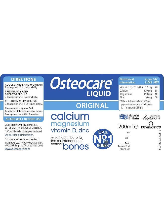 Vitabiotics - Osteocare Liquid Orange Flavour 200ml - Image 1