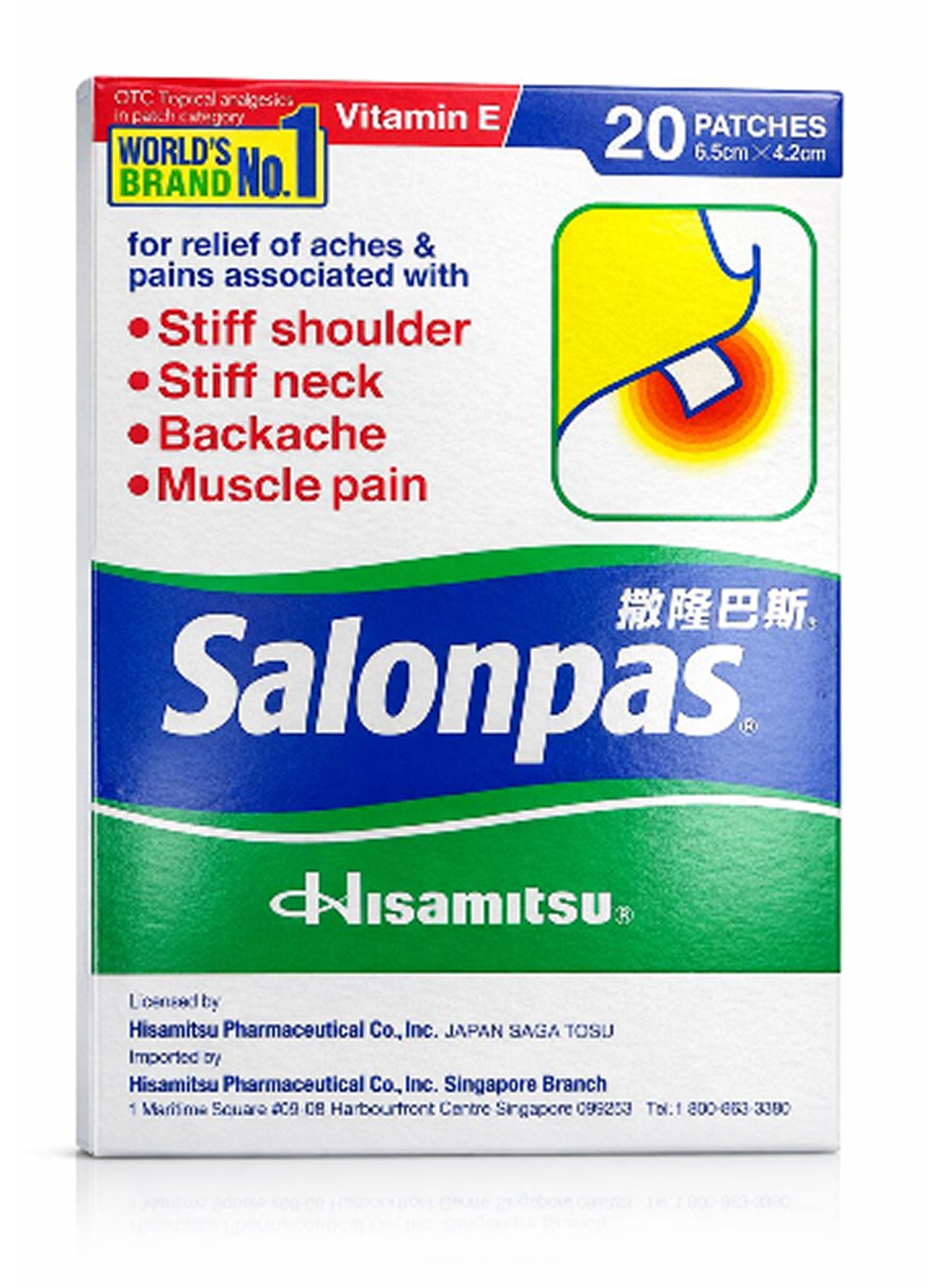 Salonpas Pain Relief Patches – 5 Pack, Medicated Plaster For Joint & Muscle Pain, Up To 12 Hour Relief