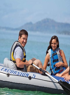 INTEX INTEX Excursion Inflatable Boat Series: Includes Deluxe 54in Boat Oars and High-Output Pump – SuperTough PVC – Adjustable Seats with Backrest – Fishing Rod Holders – Welded Oar Locks  - Image 3