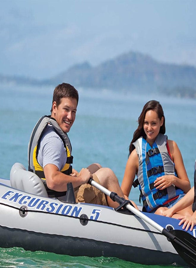 INTEX - INTEX Excursion Inflatable Boat Series: Includes Deluxe 54in Boat Oars and High-Output Pump – SuperTough PVC – Adjustable Seats with Backrest – Fishing Rod Holders – Welded Oar Locks - Image 1
