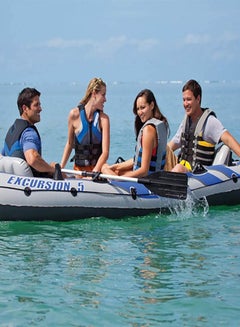 INTEX INTEX Excursion Inflatable Boat Series: Includes Deluxe 54in Boat Oars and High-Output Pump – SuperTough PVC – Adjustable Seats with Backrest – Fishing Rod Holders – Welded Oar Locks  - Image 4