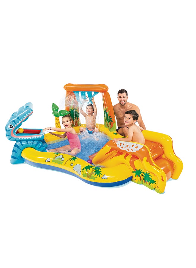Intex Inflatable Dinosaur Play Center Outdoor Playhouse Inflatable Water Park with Kid Pool Slide, Water Sprayer, Waterfall, and 6 Balls, Multicolor 249x191x109cm - Image 2