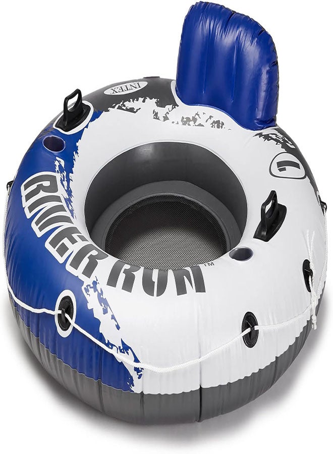 INTEX 58825EP River Run 1 Inflatable Floating Lounge: Comfortable Backrest – Built-in Cup Holders – Durable Grab Handles – All Around Grab Rope – 220lb Weight Capacity– Blue 135cm 