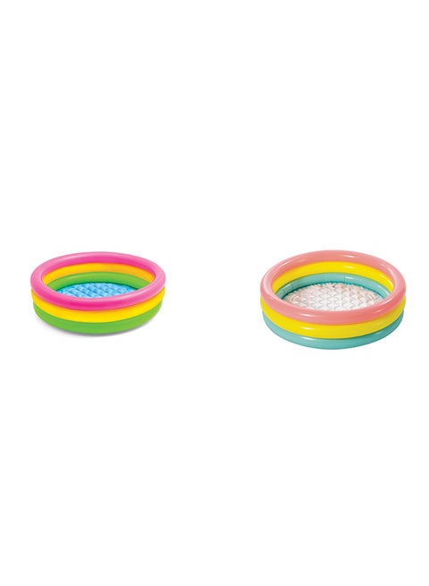 Intex Sunset Glow 3 Ring Portable Inflatable Baby Pool – Soft Floor, Durable Vinyl, Compact & Lightweight – 86x25cm, 118L Capacity (Assorted Style)