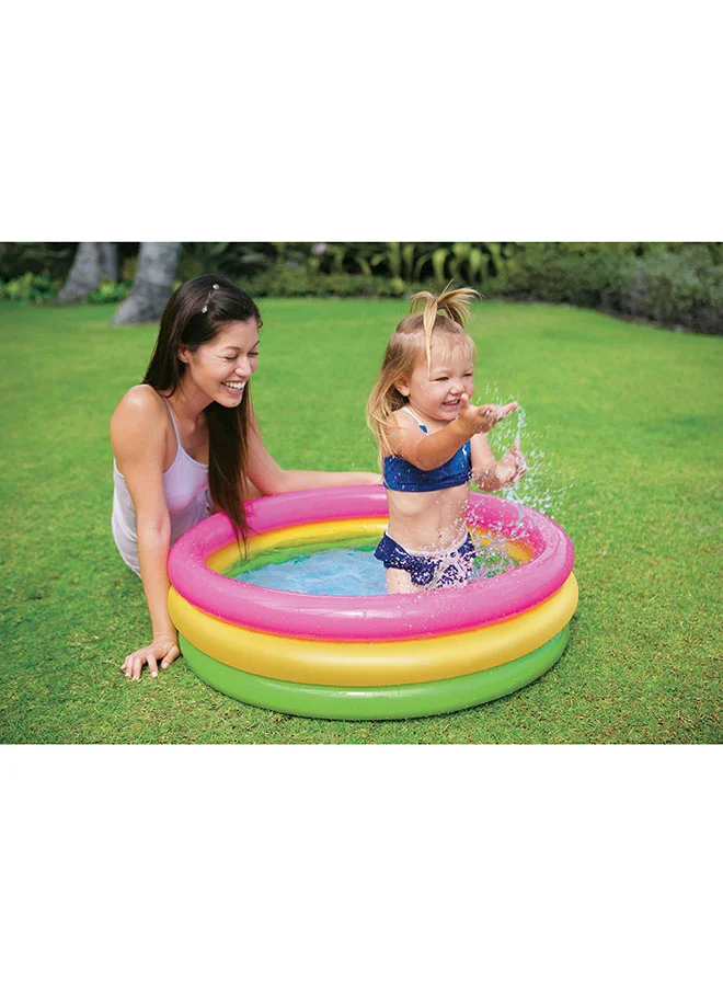 INTEX Intex Sunset Glow 3 Ring Portable Inflatable Baby Pool – Soft Floor, Durable Vinyl, Compact & Lightweight – 86x25cm, 118L Capacity (Assorted Style)