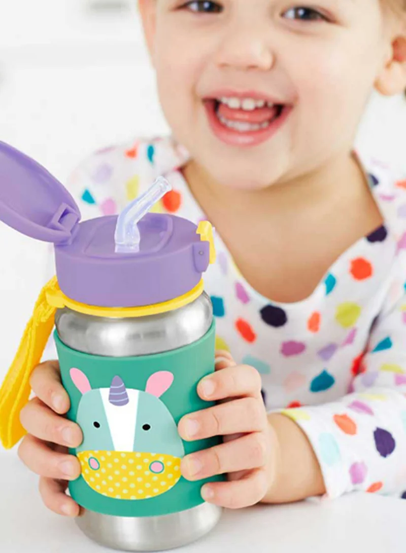 Skip Hop Skiphop Zoo Stainless Steel Straw Bottle, Eureka Unicorn, 350 Ml