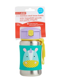 Skip Hop Skiphop Zoo Stainless Steel Straw Bottle, Eureka Unicorn, 350 Ml  - Image 2