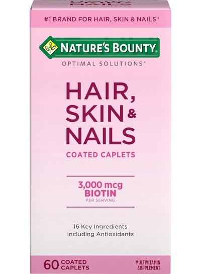 NATURE'S BOUNTY Hair, Skin & Nails, 3000mcg Biotin, 60 Coated Caplets Packaging May Vary