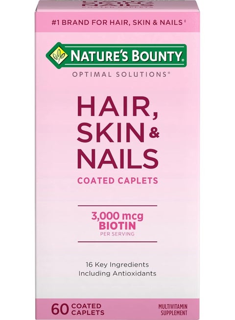 Hair, Skin & Nails, 3000mcg Biotin, 60 Coated Caplets Packaging May Vary