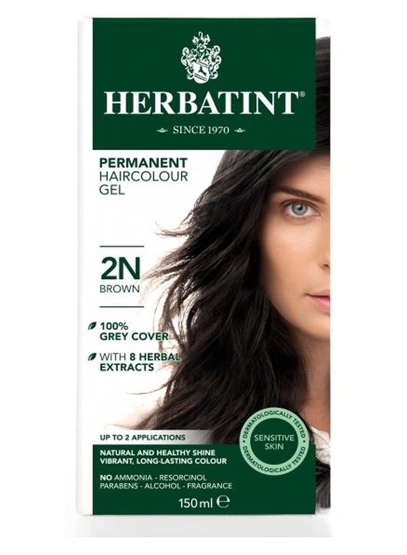Herbatint Permanent Hair Colour Gel 2N Brown 150ml - Image 1