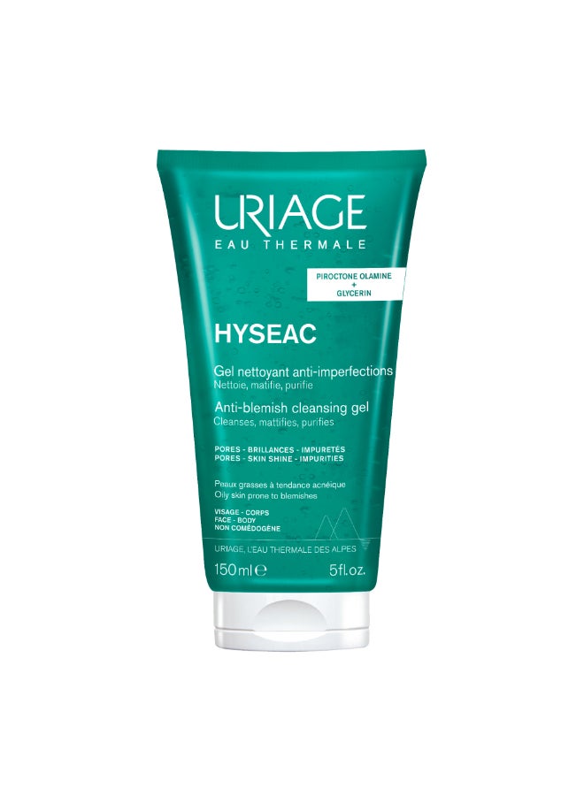Uriage Hyséac Cleansing Gel with Thermal Water & Piroctone Olamine - Purifying Face Wash - 150ml 150ml - Image 1