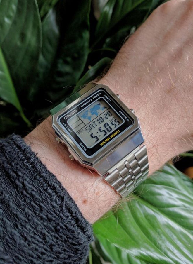 CASIO Men's Digital Electronic Watch A500WA-1DF - 39 mm - Silver - Image 5