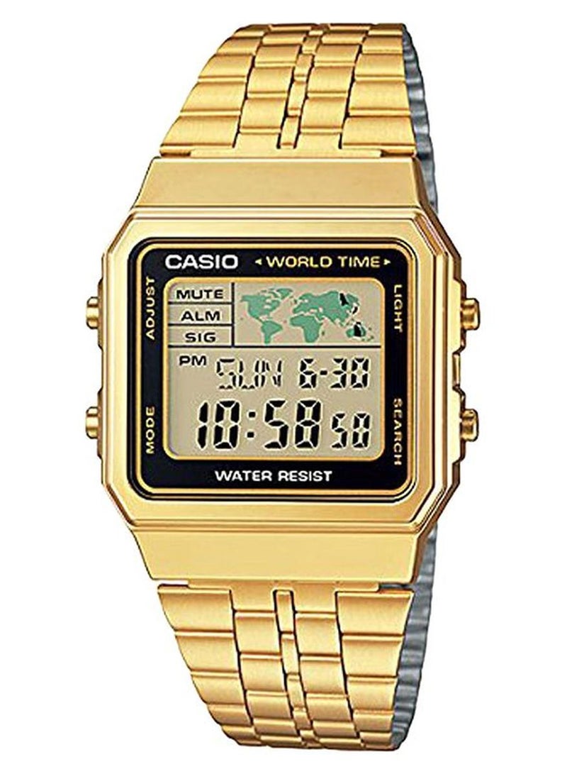 كاسيو ساعة يد رقمية كوارتز وورلد تايم A500WGA-1DF - مقاس 34 مم - لون ذهبي للرجال - Image 1