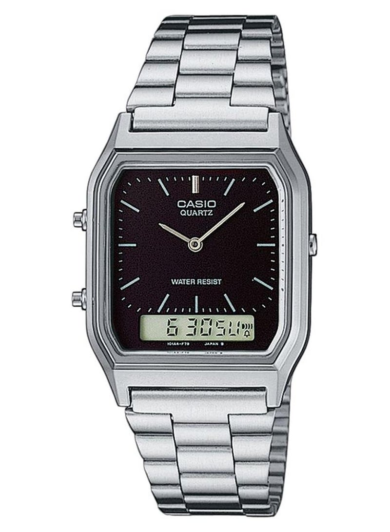 CASIO Men's Stainless Steel Quartz Analog & Digital Watch AQ-230A-1DMQ - 32 mm - Silver - Image 1
