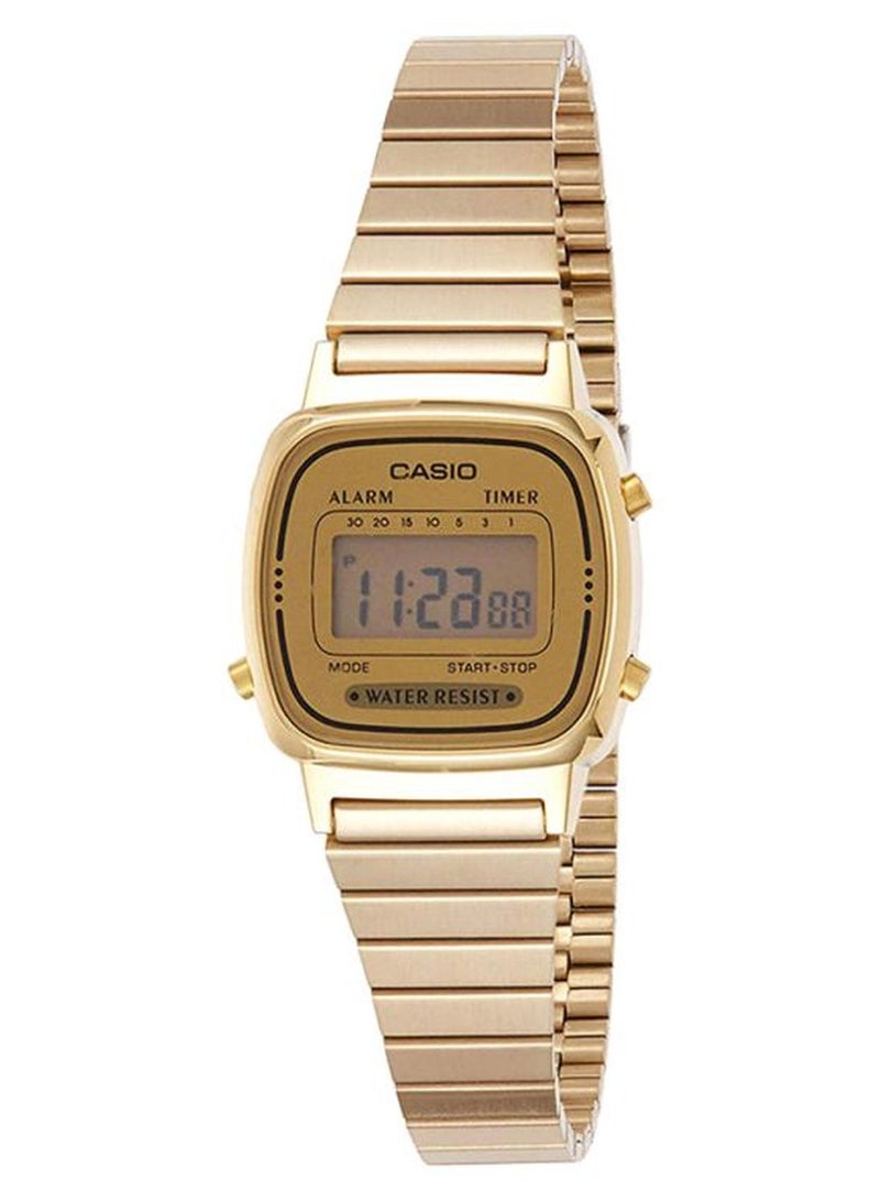 كاسيو ساعة يد رقمية كلاسيكية مقاومة للماء طراز LA670WGA-9 - مقاس 25 مم - لون ذهبي للنساء - Image 1