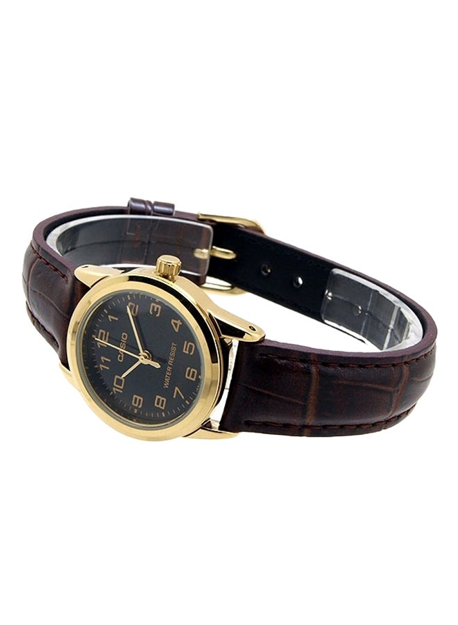 كاسيو ساعة يد كوارتز بعقارب وسوار من الجلد طراز LTP-V001GL-1BUDF - 25 مم - بني داكن للنساء - Image 3