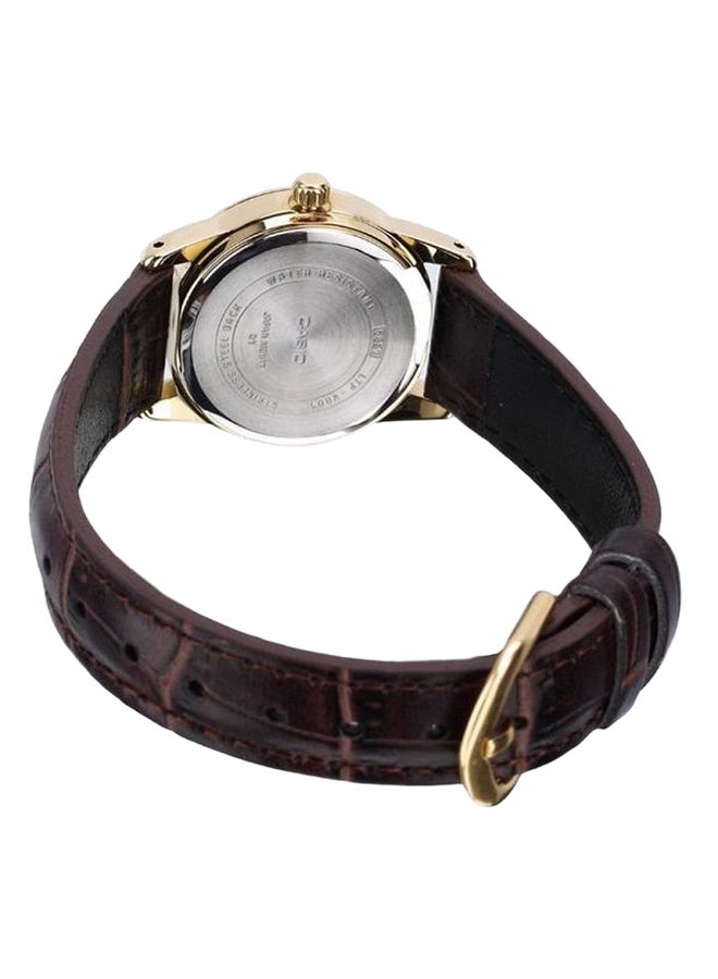 كاسيو ساعة يد كوارتز بعقارب وسوار من الجلد طراز LTP-V001GL-1BUDF - 25 مم - بني داكن للنساء - Image 2