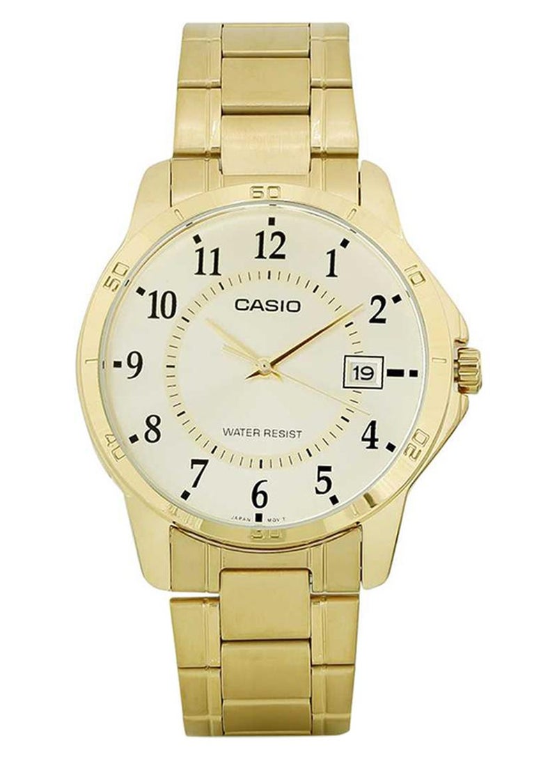 كاسيو ساعة يد بعقارب مقاومة للماء طراز MTP-V004G-9BUDF - 47 مم - ذهبي للرجال - Image 1