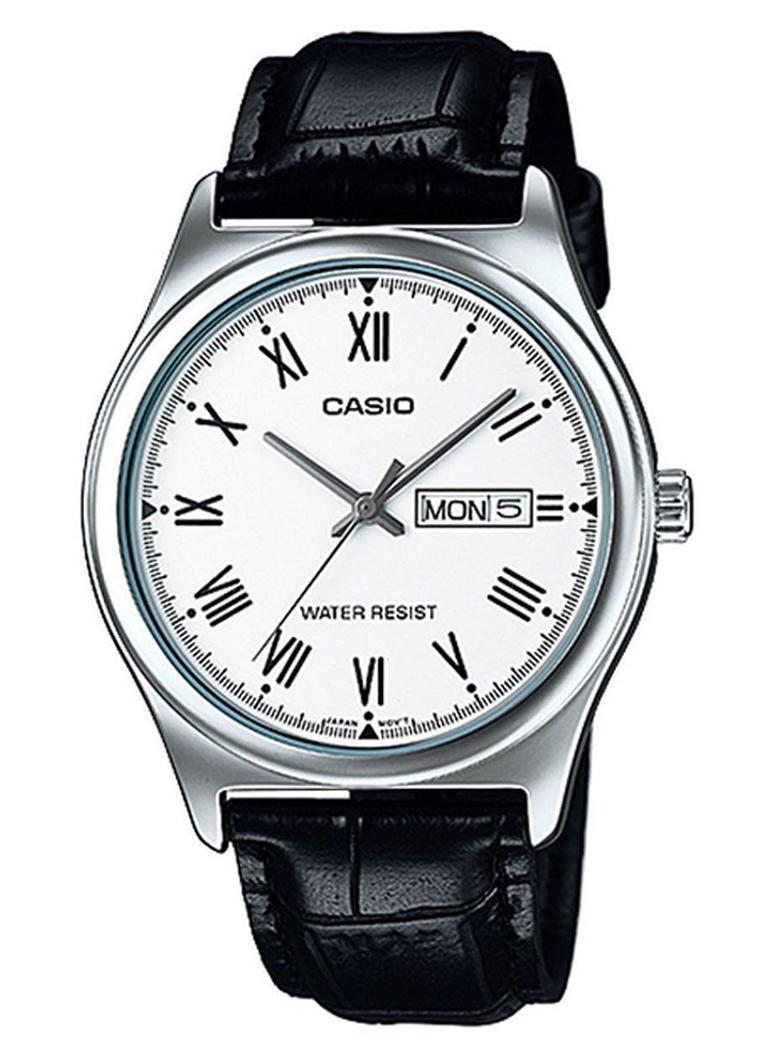 CASIO Men's Leather Analog Quartz Watch MTP-V006L-7BUDF - 38 mm - Black - Image 1
