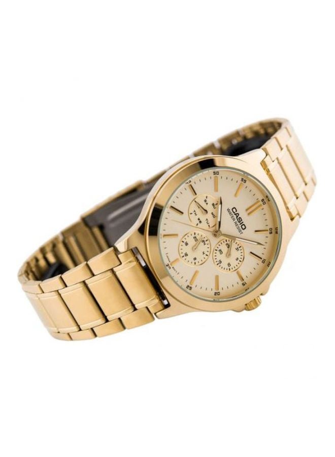 كاسيو ساعة يد رسمية بعقارب ومقاومة للماء طراز MTP-V300G-9AUDF - 42 مم - ذهبي للرجال - Image 4
