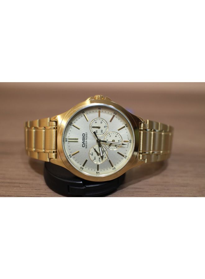 كاسيو ساعة يد رسمية بعقارب ومقاومة للماء طراز MTP-V300G-9AUDF - 42 مم - ذهبي للرجال - Image 5