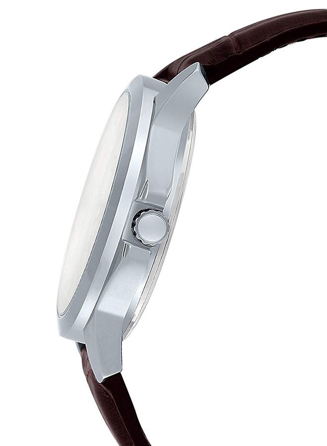 كاسيو ساعة يد بعقارب وسوار من الجلد طراز CASIOTP-V300L-7AUDF - 40 مم - بني للرجال - Image 3