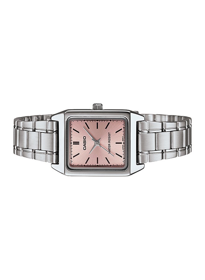 كاسيو ساعة يد كوارتز بعقارب بسوار من الإستانلس ستيل طراز LTP-V007D-4EUDF - 31 مم - فضي للنساء - Image 2
