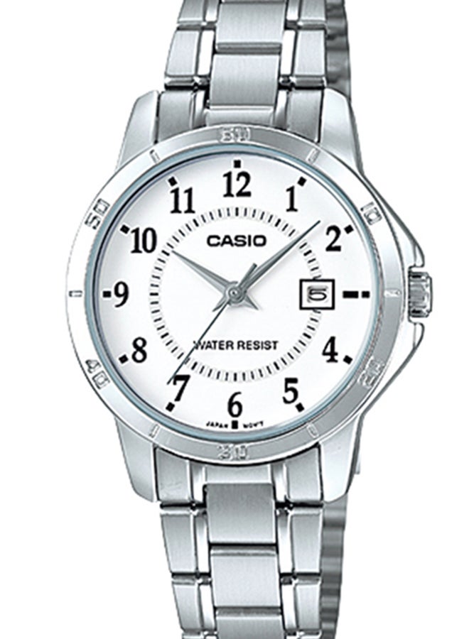 كاسيو ساعة يد بعقارب مقاومة للماء طراز LTP-V004D-7BUDF - 35 مم - فضي للنساء - Image 5