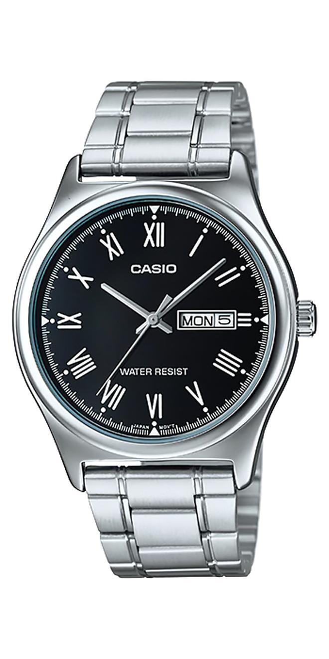 كاسيو ساعة يد كوارتز بعقارب وسوار من الإستانلس ستيل طراز MTP-V006D-1BUDF - 42 مم - فضي للرجال