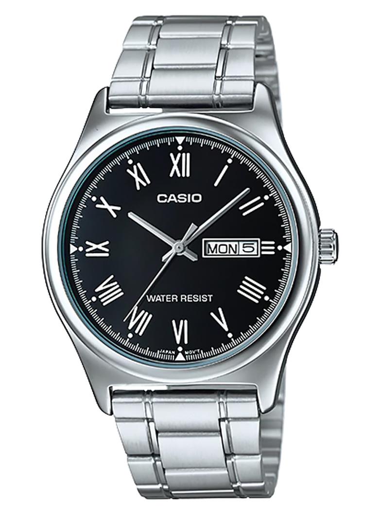 كاسيو ساعة يد كوارتز بعقارب وسوار من الإستانلس ستيل طراز MTP-V006D-1BUDF - 42 مم - فضي للرجال