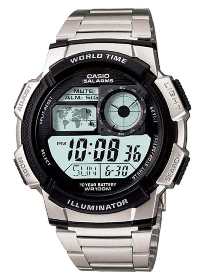 CASIO Men's Stainless Steel Digital Quartz Watch AE-1000WD-1AVDF - 44 mm - Silver - Image 1