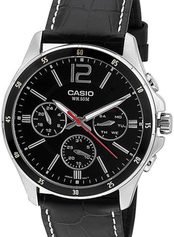 CASIO Men's Leather Analog Quartz Watch MTP-1374L-1AVDF - 44 mm - Black - Image 4
