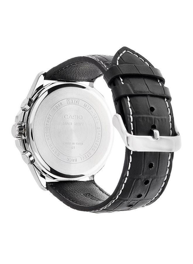 CASIO Men's Leather Analog Quartz Watch MTP-1374L-1AVDF - 44 mm - Black - Image 2