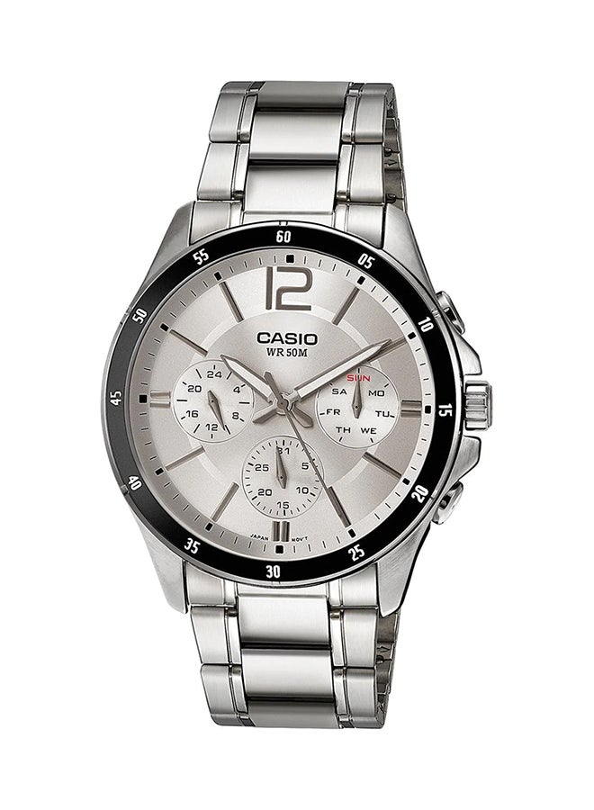 كاسيو ساعة يد رقمية كوارتز بسوار من الإستانلس ستيل طراز MTP-1374D-7AVDF - 43 مم - لون فضي للرجال - Image 1