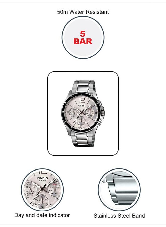 CASIO Men's Stainless Steel Digital Quartz Watch MTP-1374D-7AVDF - 43 mm - Silver - Image 4