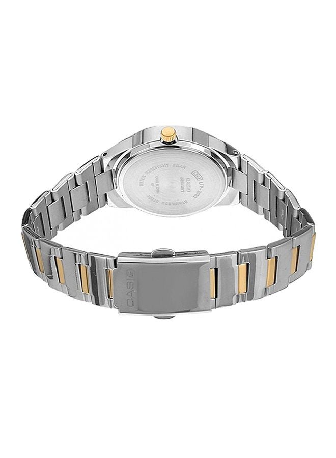كاسيو ساعة يد كرونوغراف كوارتز بسوار من الإستانلس ستيل طراز LTP-2083SG-7AVDF - 37 مم - فضي/ذهبي للنساء - Image 2