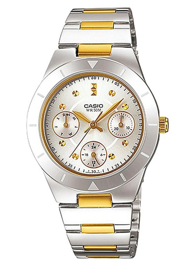 CASIO Women's Stainless Steel Chronograph Quartz Watch LTP-2083SG-7AVDF - 37 mm - Silver/Gold - Image 1