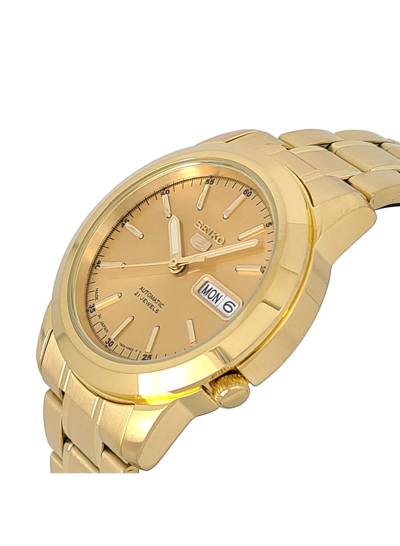 سيكو ساعة يد دائرية الشكل بعقارب وسوار من الستانلس ستيل طراز SNKE56J1 - لون ذهبي للرجال - Image 2