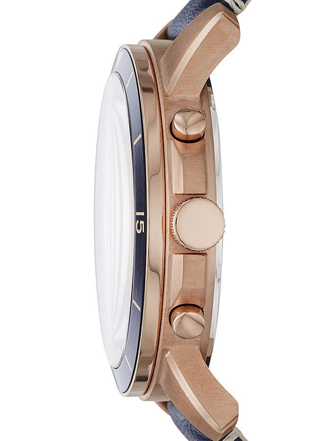 FOSSIL Men's Water Resistant Leather Analog Quartz Watch FS5237 - 44 mm - Blue - Image 3