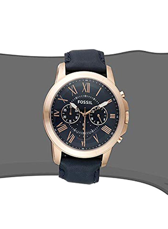 FOSSIL Men's Water Resistant Leather Analog Quartz Watch FS5237 - 44 mm - Blue - Image 4