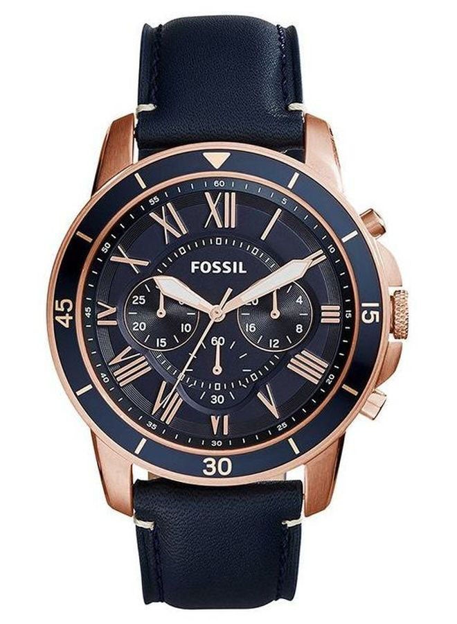 FOSSIL Men's Water Resistant Leather Analog Quartz Watch FS5237 - 44 mm - Blue - Image 1
