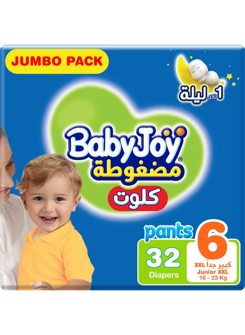 Compressed Culotte Pants Diaper, Size 6, Junior XXL, 16-23 Kg, Jumbo Pack, 32 Diapers