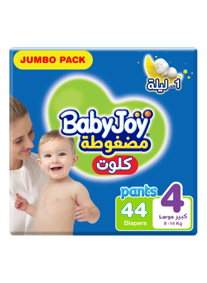 BabyJoy Compressed Culotte Pants Diaper, Size 4, Large, 9-14 Kg, Jumbo Pack, 44 Diapers - Image 1