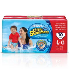 Huggies Little Swimmer Disposable Swim Pants Diapers, 14+ Kg, 10 Count - Large, Easy Open Sides  - Image 1